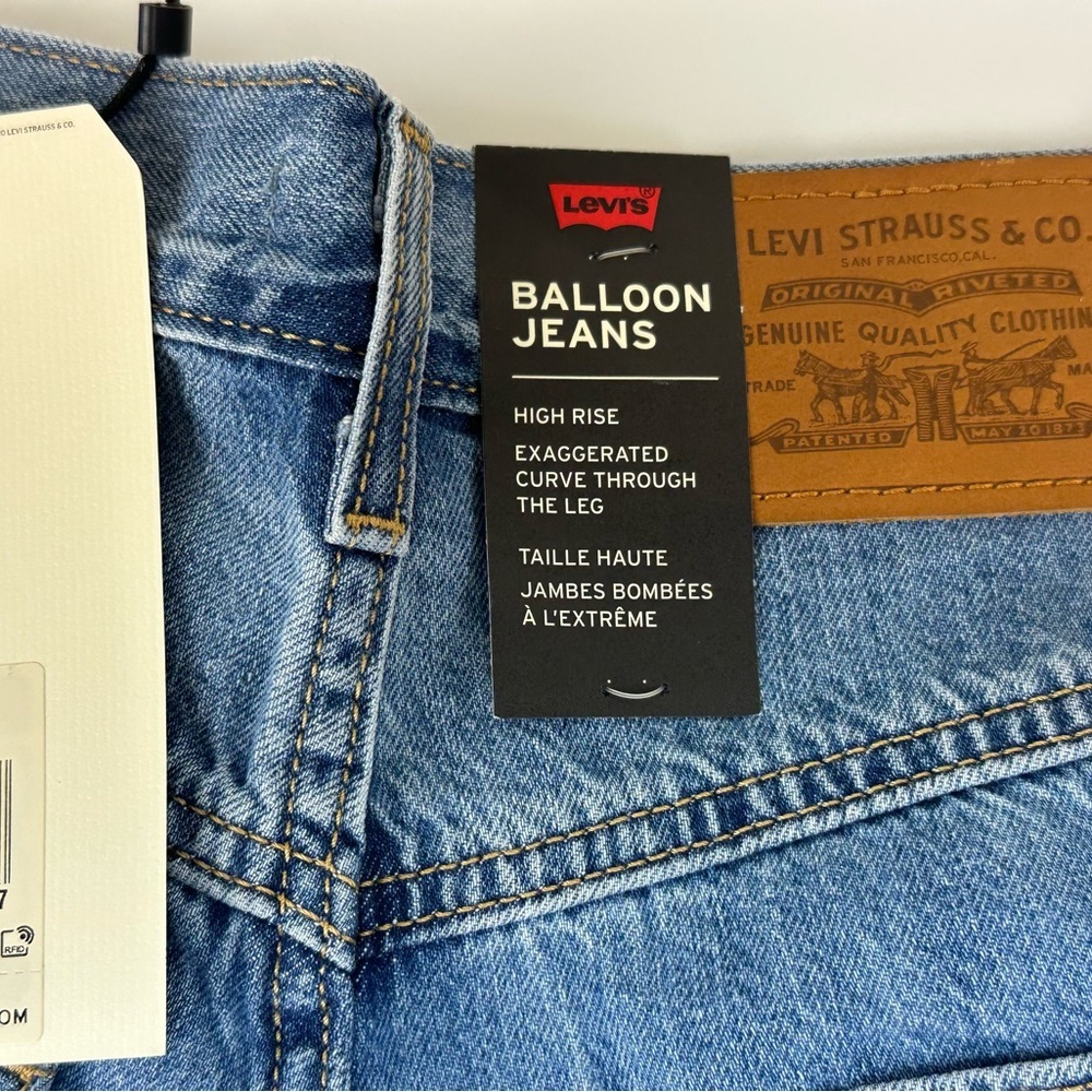 Levi's 80s Balloon Leg Jeans Blue High Rise Yoke Denim Premium Women Size 24 - Picture 6 of 6
